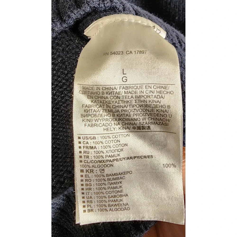 Banana Republic Shawl Collar Striped Knit Sweater Men's Size L Navy Grey‎
